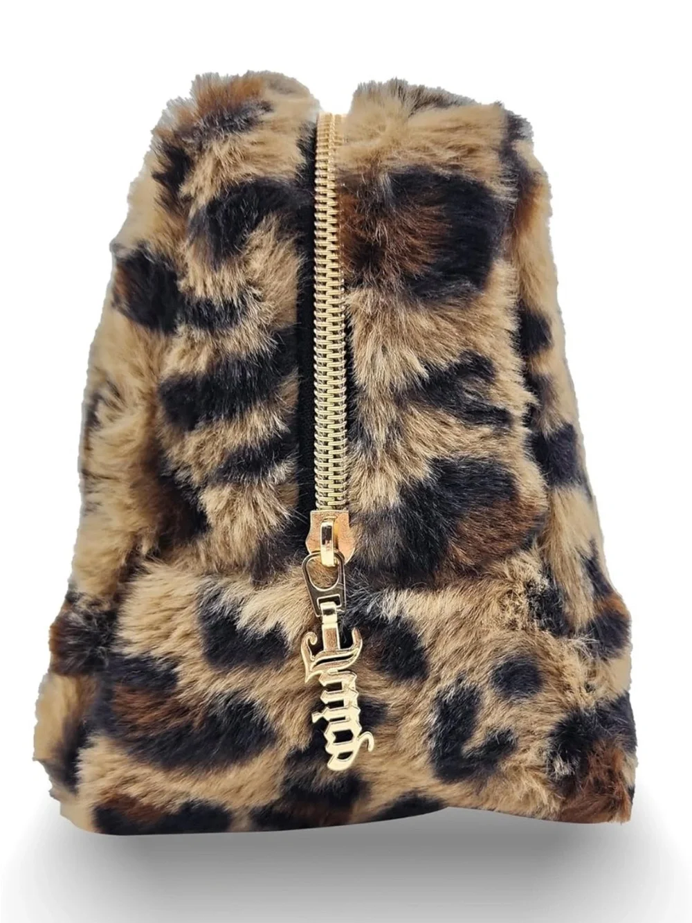 🍒 Juicy Couture Leopard Faux Fur Cosmetic Wedge Pouch Rhinestone Juicy